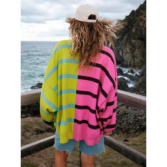 FREE PEOPLE Uptown Stripe Pullover / Aurora Combo - Picture 6 of 8